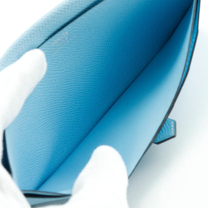 Hermes Long Wallet Purse Epsom Light Blue Beansufla Women