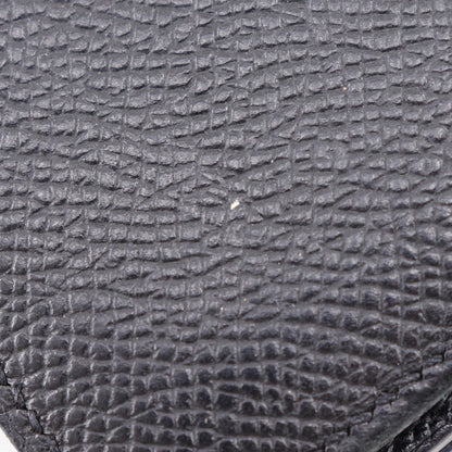 Hermes Long Wallet Purse Courchevel Black/Silver Metal Bean Unisex(Unisex)