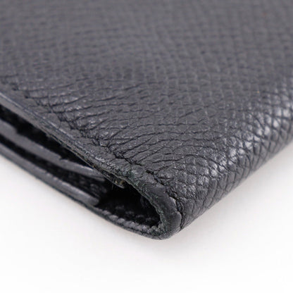 Hermes Long Wallet Purse Courchevel Black/Silver Metal Bean Unisex(Unisex)