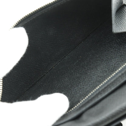 Hermes Long Wallet Purse Courchevel Black/Silver Metal Bean Unisex(Unisex)