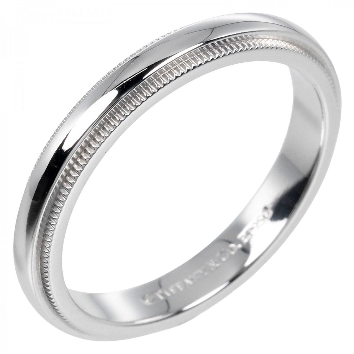 Tiffany&Co. Ring Pt950Platinum Silver 0.1" Model Gathered Milgrain Women