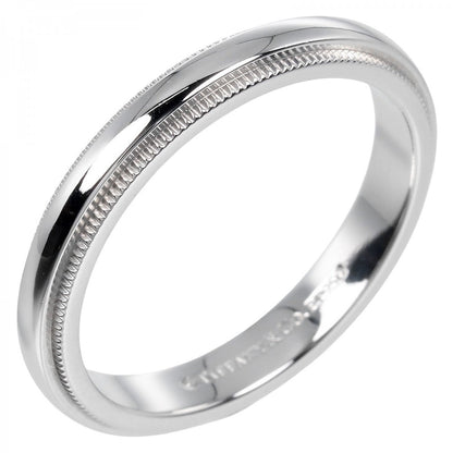 Tiffany&Co. Ring Pt950Platinum Silver 0.1" Model Gathered Milgrain Women