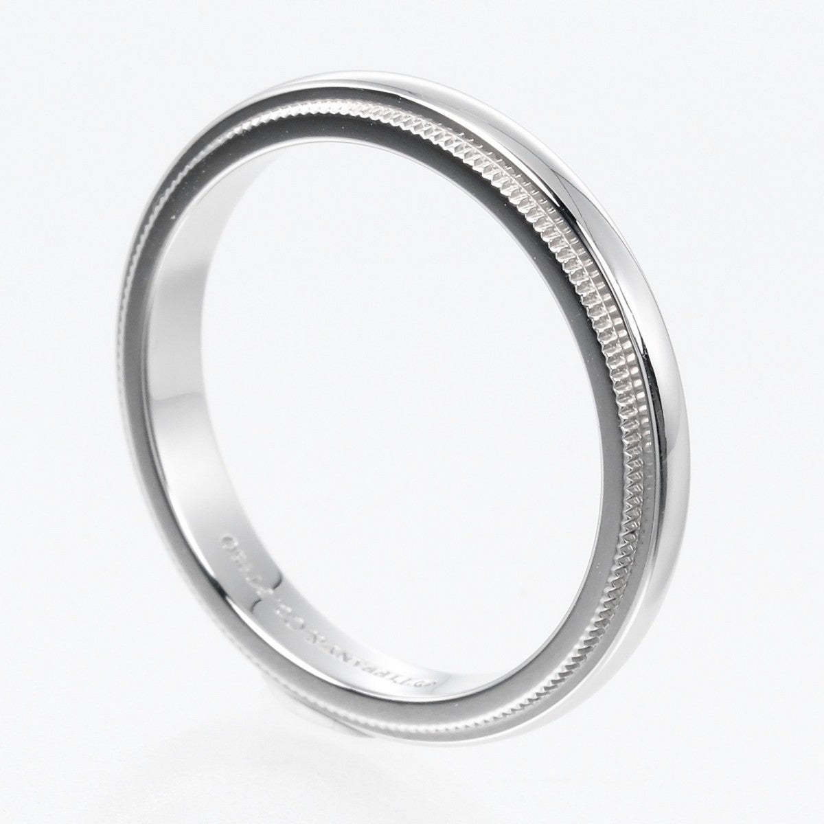 Tiffany&Co. Ring Pt950Platinum Silver 0.1" Model Gathered Milgrain Women