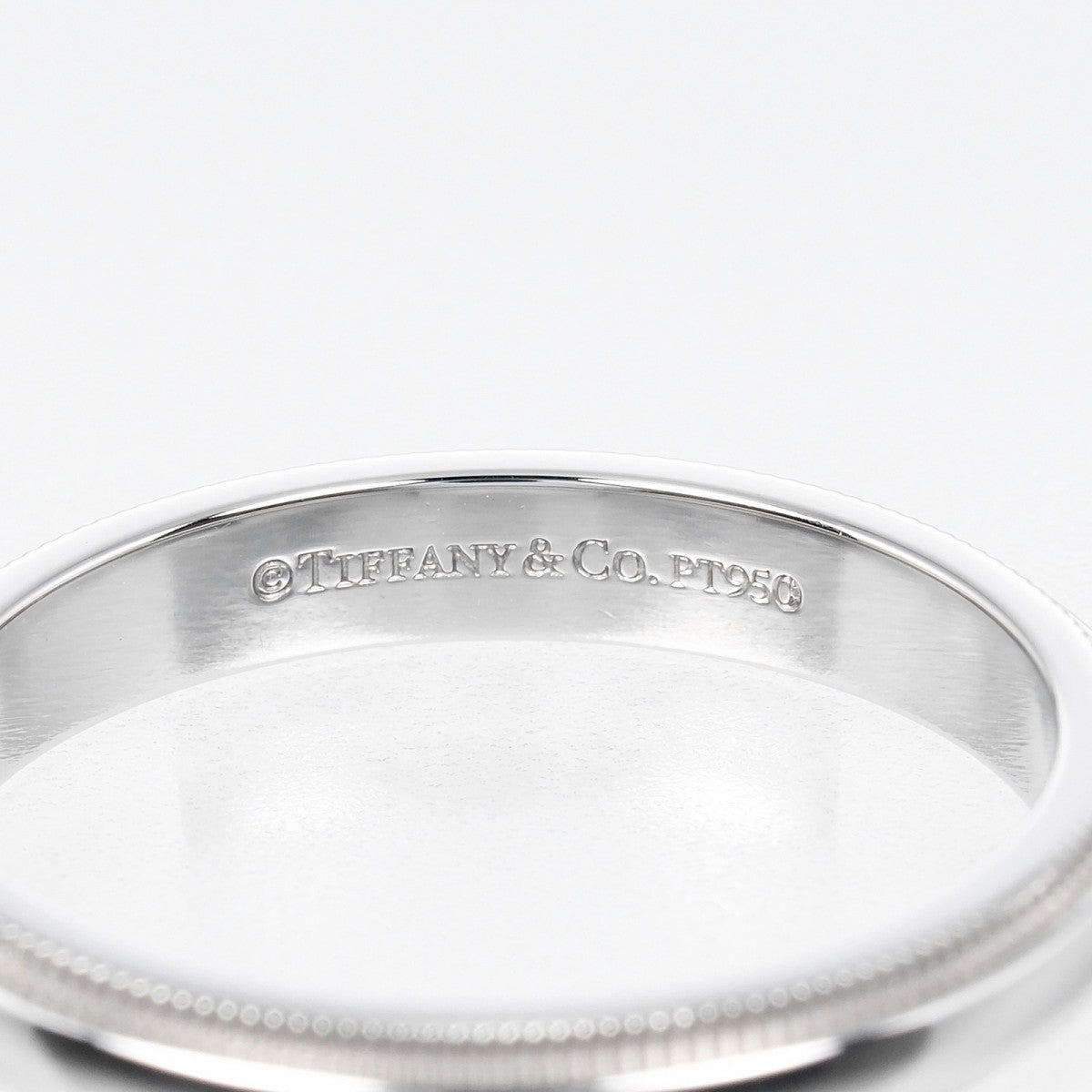 Tiffany&Co. Ring Pt950Platinum Silver 0.1" Model Gathered Milgrain Women