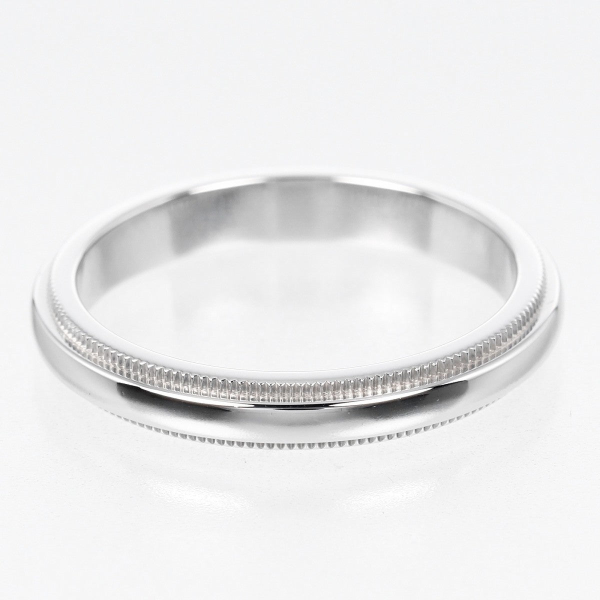Tiffany&Co. Ring Pt950Platinum Silver 0.1" Model Gathered Milgrain Women