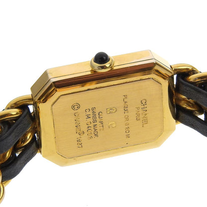 Chanel Watches Quartz Plated Gold , Leather Black Premiere L Black Dial Women