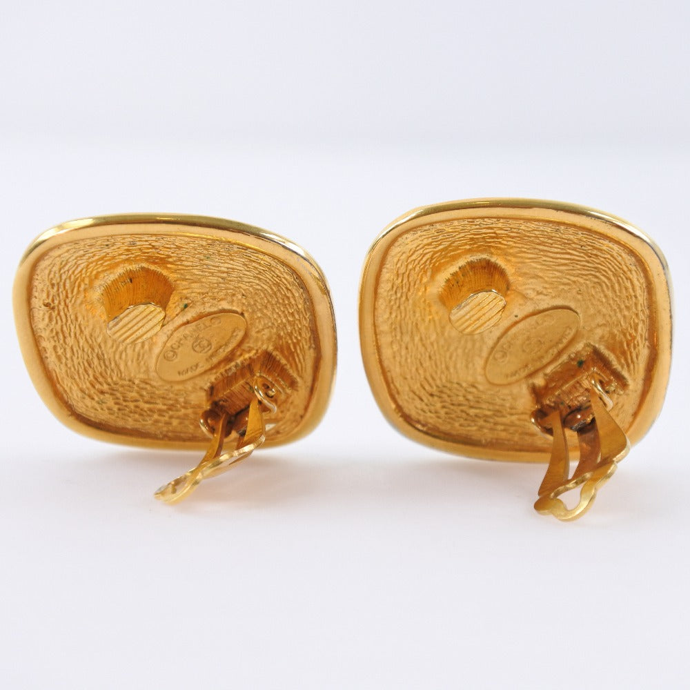 Chanel Earring Plated Gold Gold Vintage Rhombus Coco Mark Women Secondhand
