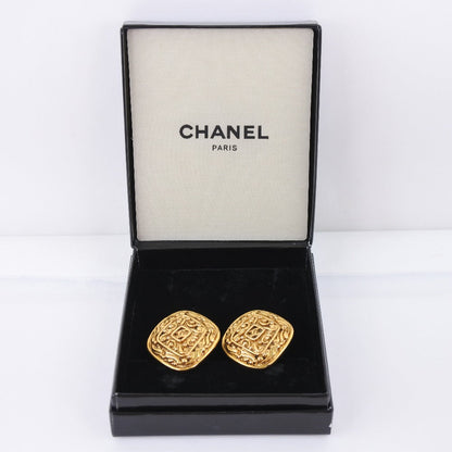Chanel Earring Plated Gold Gold Vintage Rhombus Coco Mark Women Secondhand