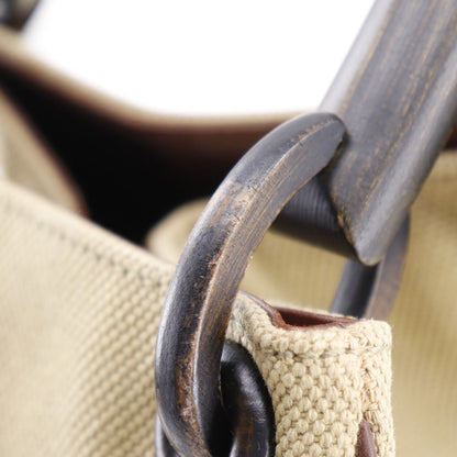 Gucci Handbag 106493 Canvas Beige Wood Handle Women
