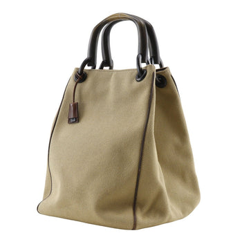 Gucci Handbag 106493 Canvas Beige Wood Handle Women