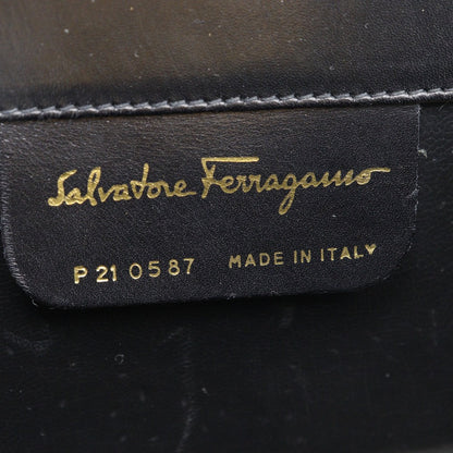 Salvatore Ferragamo Shoulder Bag P21-0587 Calfskin Black 2-Way Clutch Gancini Chainshoulder Women