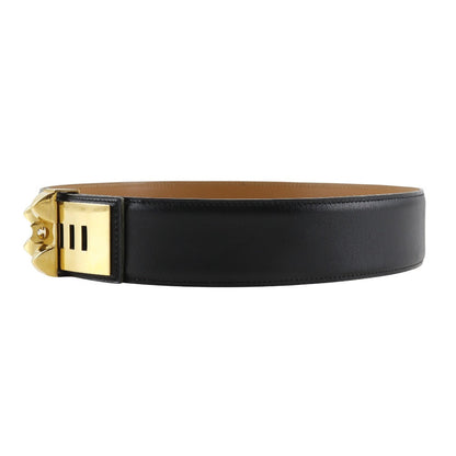 Hermes Belt Calfskin , Plated Gold Black Cory Edssian Women