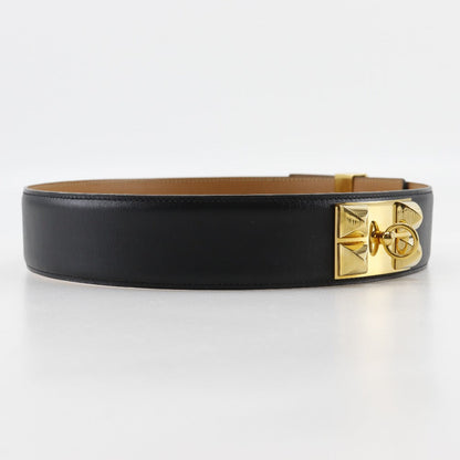 Hermes Belt Calfskin , Plated Gold Black Cory Edssian Women