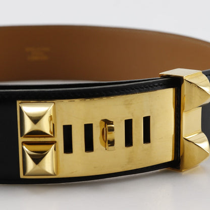 Hermes Belt Calfskin , Plated Gold Black Cory Edssian Women