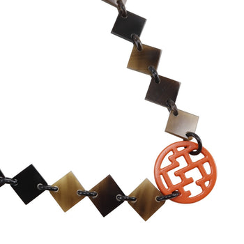 Hermes Necklace Buffalo Horn Brown Long Diva