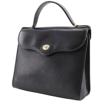 Christian Dior Handbag Calfskin Black One Handle Vintage Cd Logo Women