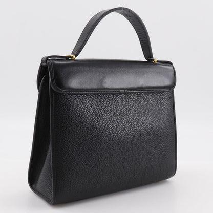 Christian Dior Handbag Calfskin Black One Handle Vintage Cd Logo Women