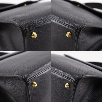 Christian Dior Handbag Calfskin Black One Handle Vintage Cd Logo Women