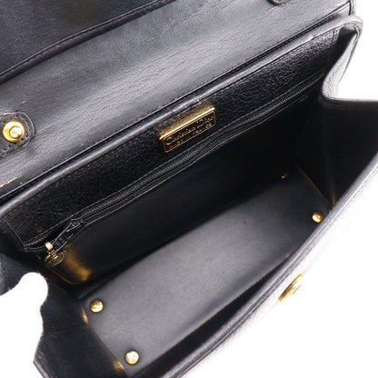 Christian Dior Handbag Calfskin Black One Handle Vintage Cd Logo Women