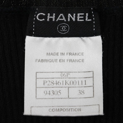 Chanel Knit P28461K00111 06P Cotton, Nylon Black Summer Knit Coco Mark Short Sleeve Women 38