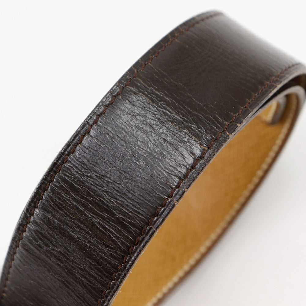 Hermes Belt Leather, Plated Gold Brown / Beige Reversible Vintage H Belt Mens