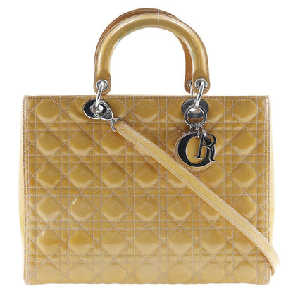 Christian Dior Handbag 09-Bo-0174 Patent Leather Orange Lady Dior Women