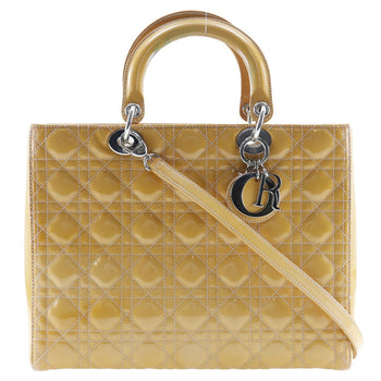 Christian Dior Handbag 09-Bo-0174 Patent Leather Orange Lady Dior Women