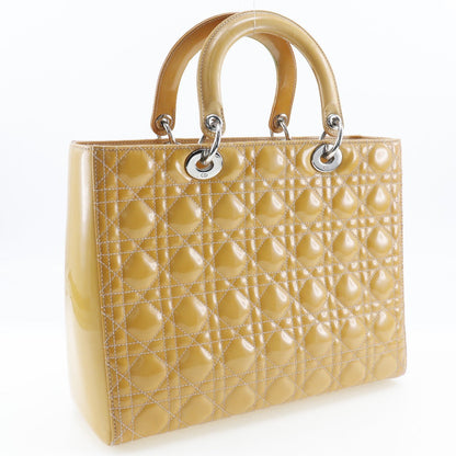 Christian Dior Handbag 09-Bo-0174 Patent Leather Orange Lady Dior Women