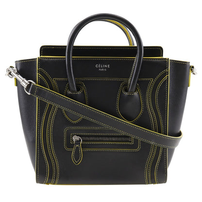 Celine Handbag Calfskin Black Luggage Nano Shopper Women