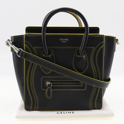 Celine Handbag Calfskin Black Luggage Nano Shopper Women