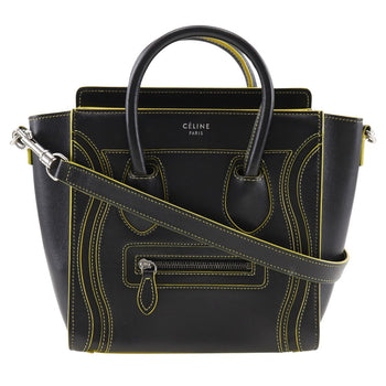 Celine Handbag Calfskin Black Luggage Nano Shopper Women