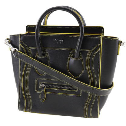 Celine Handbag Calfskin Black Luggage Nano Shopper Women