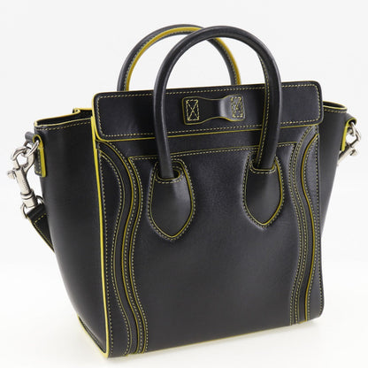 Celine Handbag Calfskin Black Luggage Nano Shopper Women