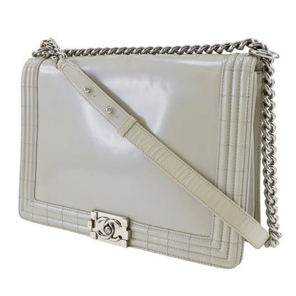 Chanel Shoulder Bag Enamel White Boy Chanel Chainshoulder Women
