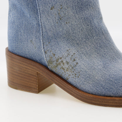 Chanel Boots G30181 Denim Blue Short Boots Women 35C