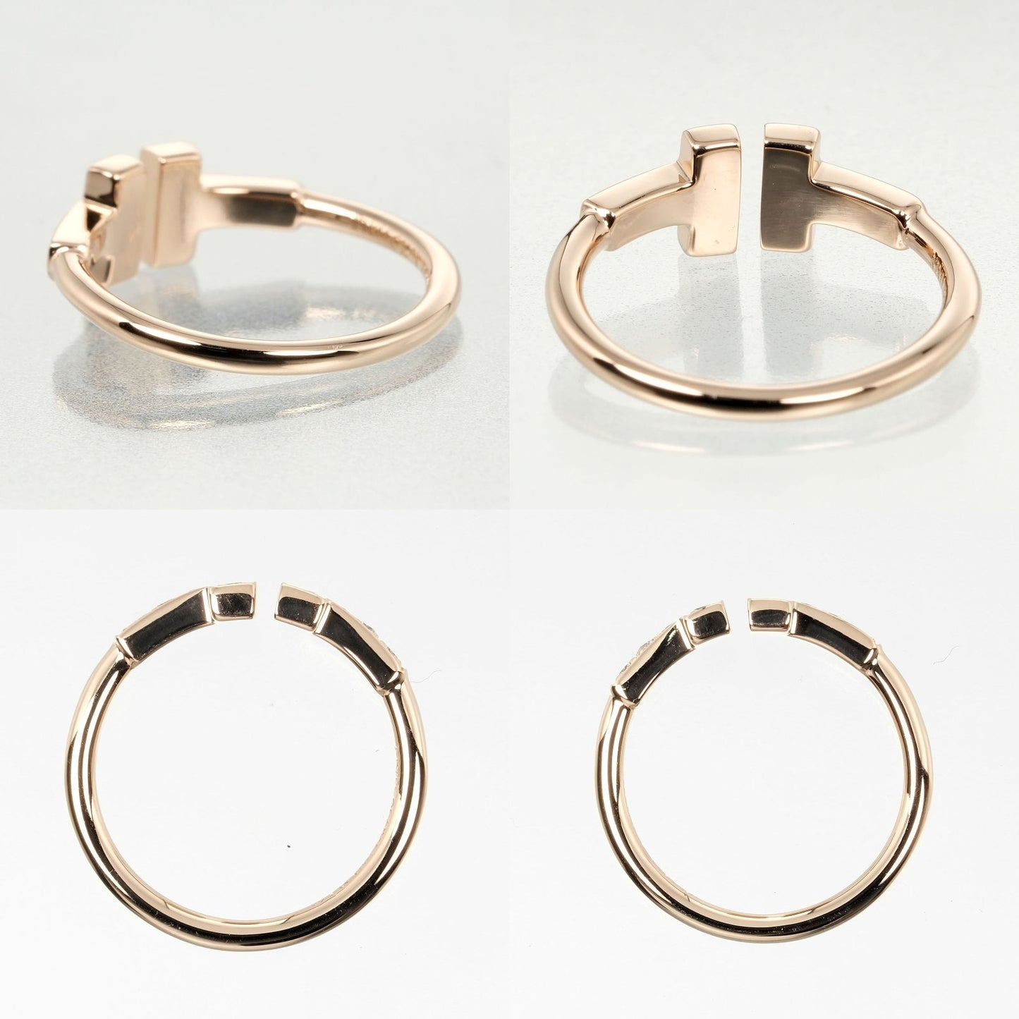 Tiffany&Co. Ring K18 Pink Gold, 12P Diamonds Pink Gold T Wire Women