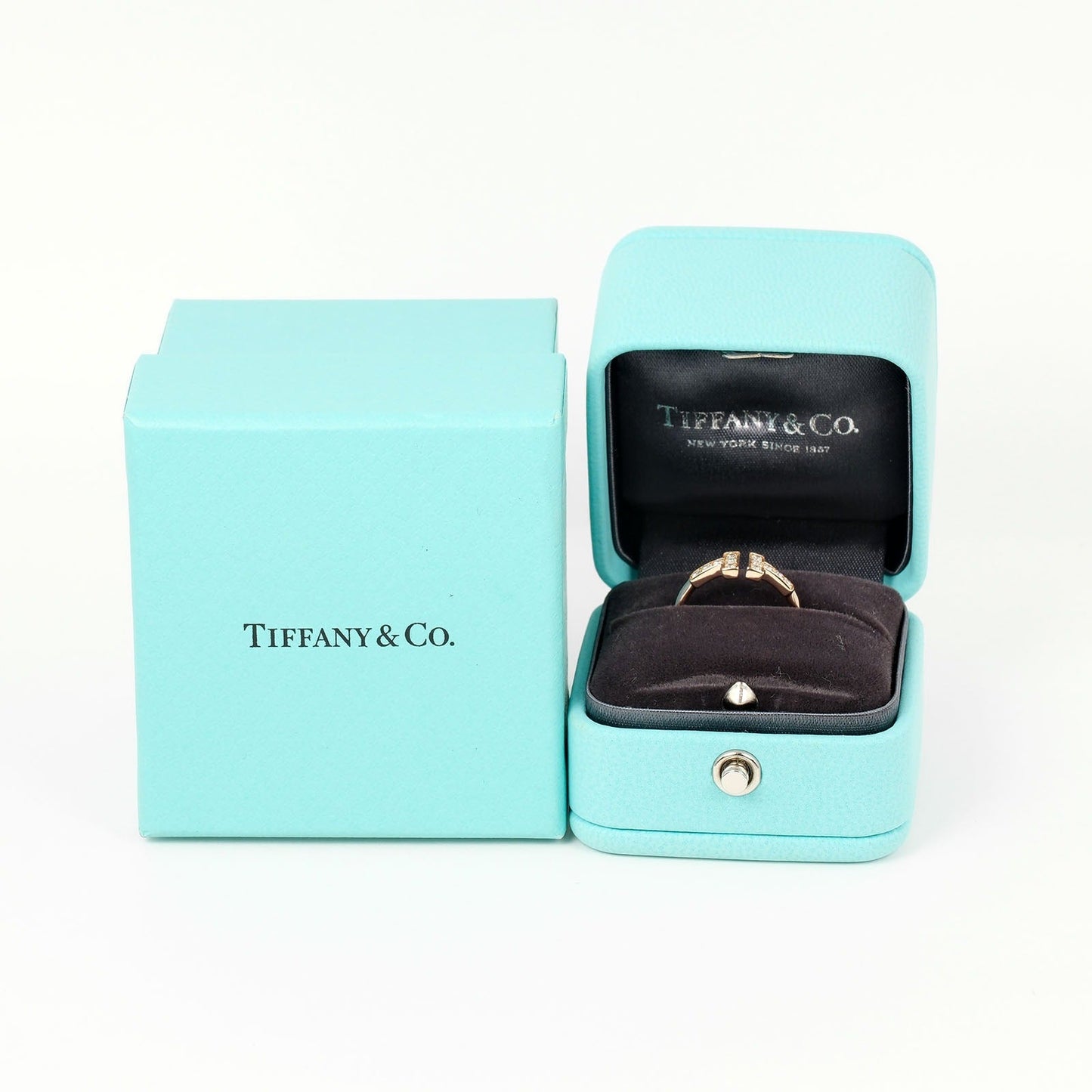 Tiffany&Co. Ring K18 Pink Gold, 12P Diamonds Pink Gold T Wire Women