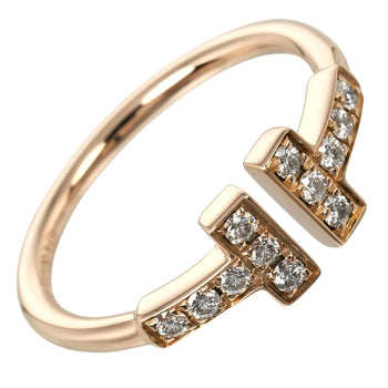 Tiffany&Co. Ring K18 Pink Gold, 12P Diamonds Pink Gold T Wire Women