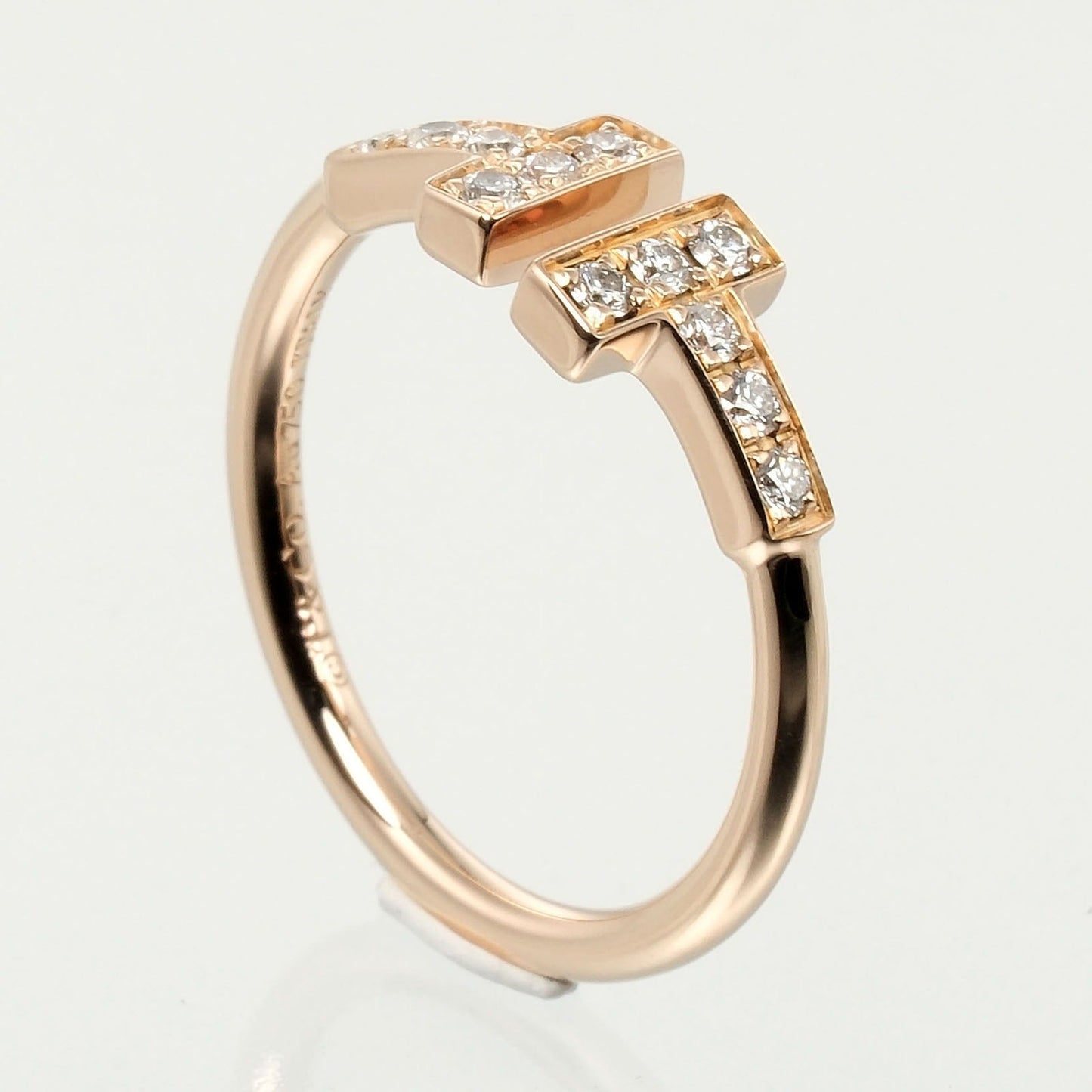 Tiffany&Co. Ring K18 Pink Gold, 12P Diamonds Pink Gold T Wire Women