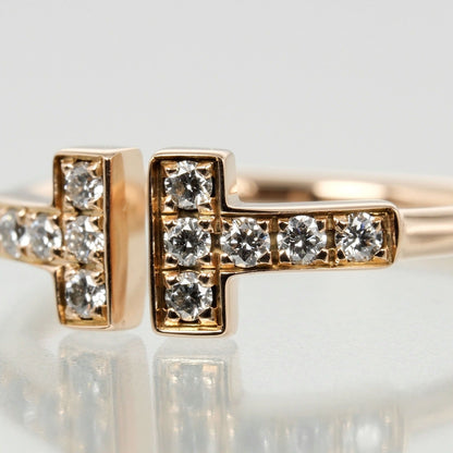 Tiffany&Co. Ring K18 Pink Gold, 12P Diamonds Pink Gold T Wire Women