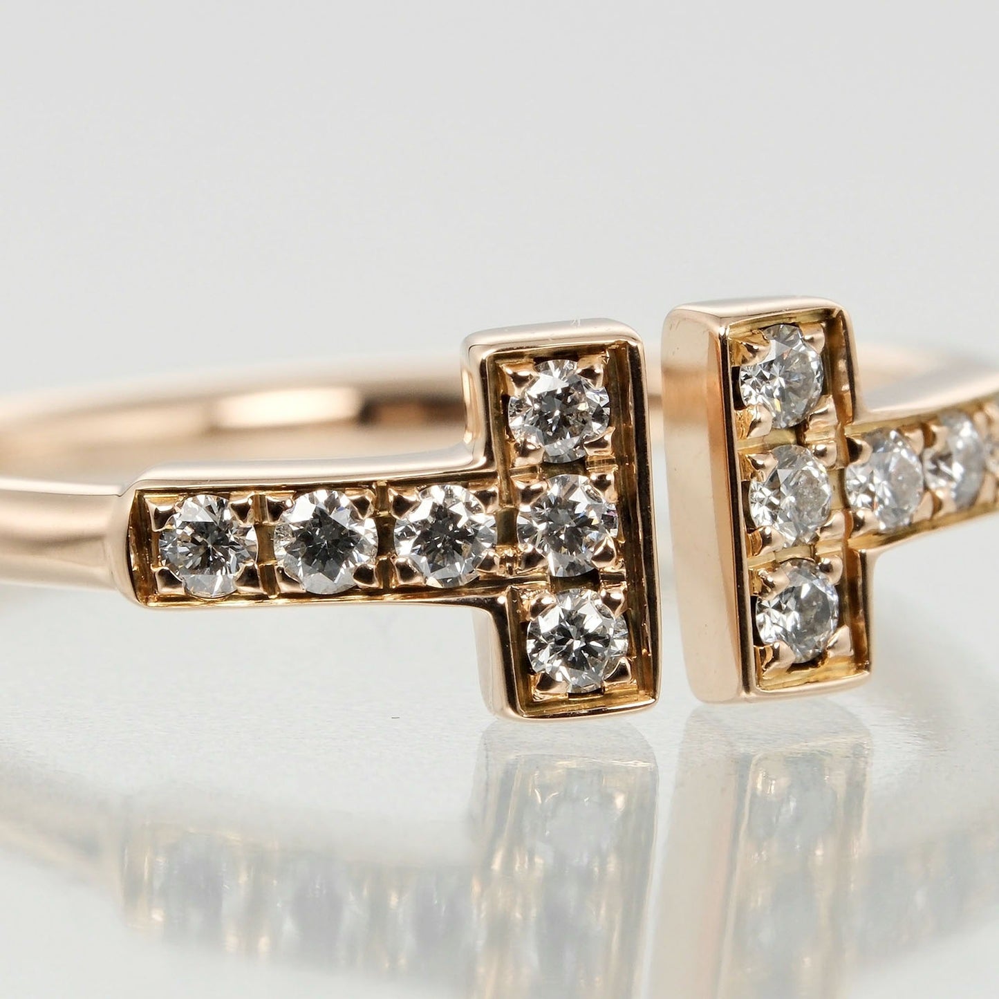 Tiffany&Co. Ring K18 Pink Gold, 12P Diamonds Pink Gold T Wire Women