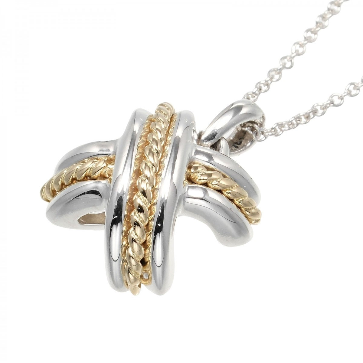 Tiffany&Co. Necklace Silver925, K18 Yellow Gold Silver Signature