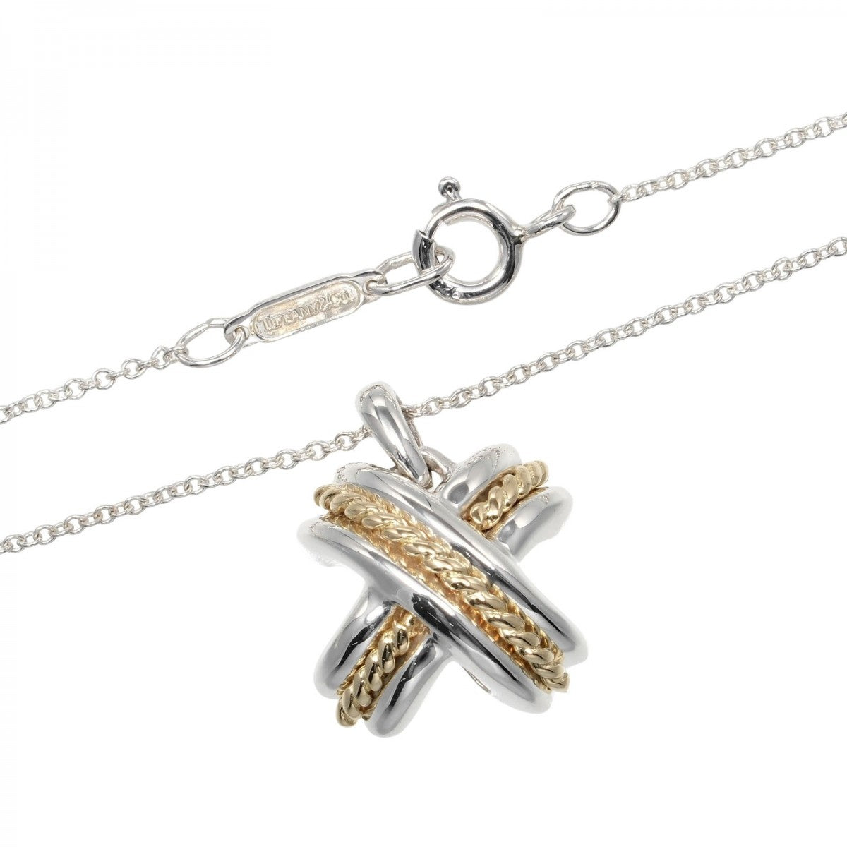 Tiffany&Co. Necklace Silver925, K18 Yellow Gold Silver Signature