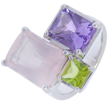 Tasaki Ring K18 White Gold, Amethyst, Rose Quartz/Peridot Silver Relaxed And Elegant Women
