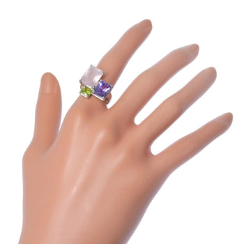 Tasaki Ring K18 White Gold, Amethyst, Rose Quartz/Peridot Silver Relaxed And Elegant Women