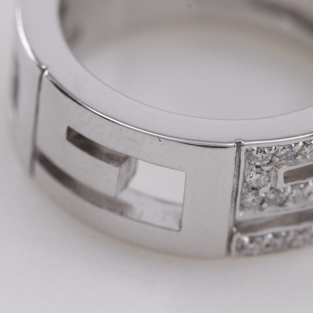 Gucci Ring K18 White Gold, Diamond Silver G Logo Multiple