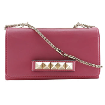 Valentino Shoulder Bag Lambskin Pink Chainshoulder Rock Studs Vavavoom Women