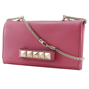 Valentino Shoulder Bag Lambskin Pink Chainshoulder Rock Studs Vavavoom Women