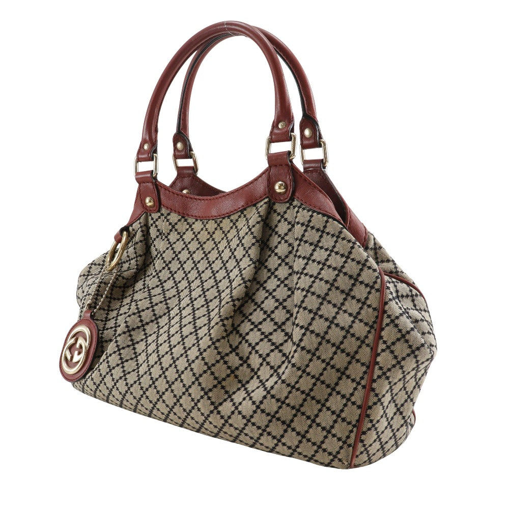 Gucci Tote Bag 211944 Canvas Beige / Red Diamante Sukey Women