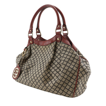 Gucci Tote Bag 211944 Canvas Beige / Red Diamante Sukey Women